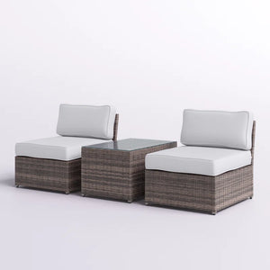 English Elm Fully Assembled Rattan Wicker 3-Piece Outdoor Seating Set With Cushions For Ultimate Comfort B120S00035