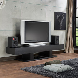 English Elm Follian Black Finish TV Stand with 3 Drawers, Open Shelf, Ball-Bearing Glides for 50" TVs — Modern B2726P255763
