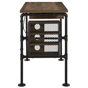 English Elm Weathered Oak And Black Writing Desk - Charming Home Office Furniture With Ample Storage Space B062P184540-GIGA