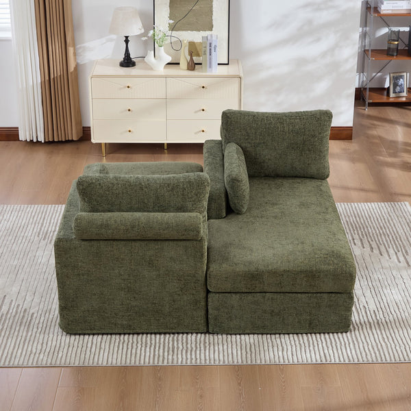 English Elm 63.39" Convertible Chenille Sofa Bed with Pocketed Springs for Compact Living Spaces W3189S00012