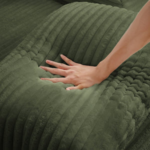 English Elm Oversized Corduroy Chaise Lounge with Pocket Spring Support Ready to Use Living Room Green W2339P442150