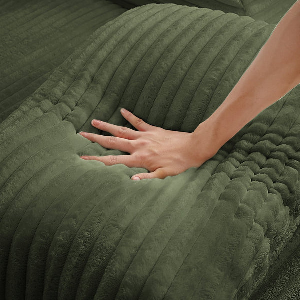 English Elm Oversized Corduroy Chaise Lounge with Pocket Spring Support Ready to Use Living Room Green W2339P442150