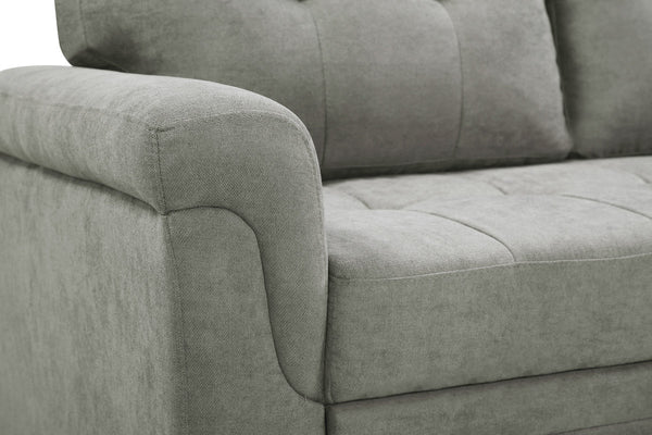 English Elm Jardin Reversible L-shaped Sectional Sleeper Sofa with Chaise Storage and Tufted Fabric Light Gray B2749S00176