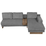 English Elm 114" L-Shaped Sofa Sectional Sofa With Two Usb Ports and Two Power Sockets, A Storage Drawer and A Reversible Chaise Lounge For Living Room, Grey