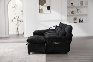 English Elm United U-Shape 106" Sectional Sofa - Cloud Couch With Usb Ports, Storage Ottoman & Comfy Pillows W1568S00229-GIGA