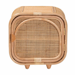 English Elm Bohemian Rattan Woven Mahogany Nightstand with Shelved Storage for Eclectic Bedrooms B2750P420406