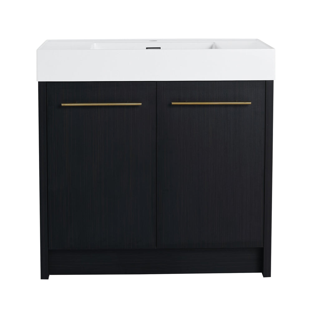 English Elm 36 Inch Freestanding Bathroom Vanity With Resin Sink & Soft-Close Doors – Modern, Durable Design W999S00179