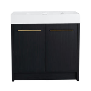 English Elm 36 Inch Freestanding Bathroom Vanity With Resin Sink & Soft-Close Doors – Modern, Durable Design W999S00179