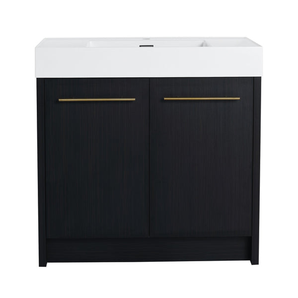 English Elm 36 Inch Freestanding Bathroom Vanity With Resin Sink & Soft-Close Doors – Modern, Durable Design W999S00179