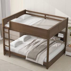 English Elm Queen Over Bunk Bed Solid Pine Cabin Frame with Storage and Usb Charging Wood GX000399AAD