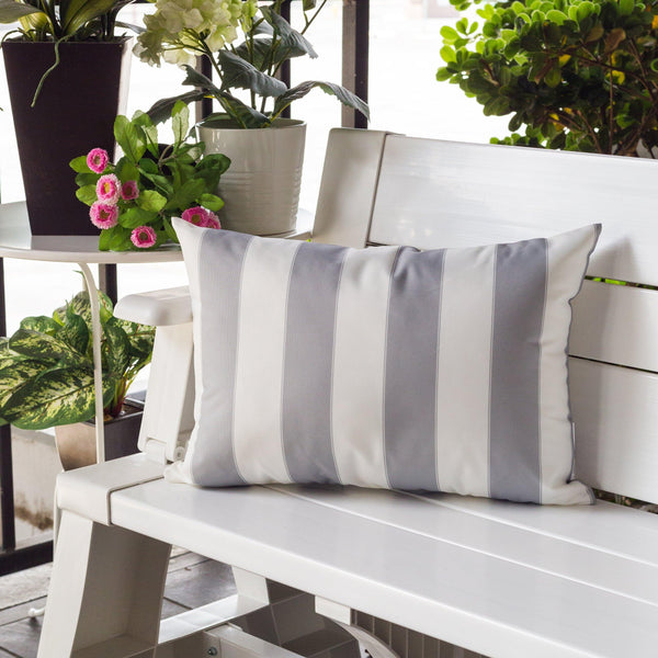 English Elm Horizon Stripe Pillow 14" X 20" - Stylish Weather-Resistant Accent For Indoor & Outdoor Comfort B357P367232