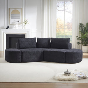 English Elm 106.3-inch Modular Chenille Sectional with Curved Ottomans for Modern Living Rooms W3505P383964
