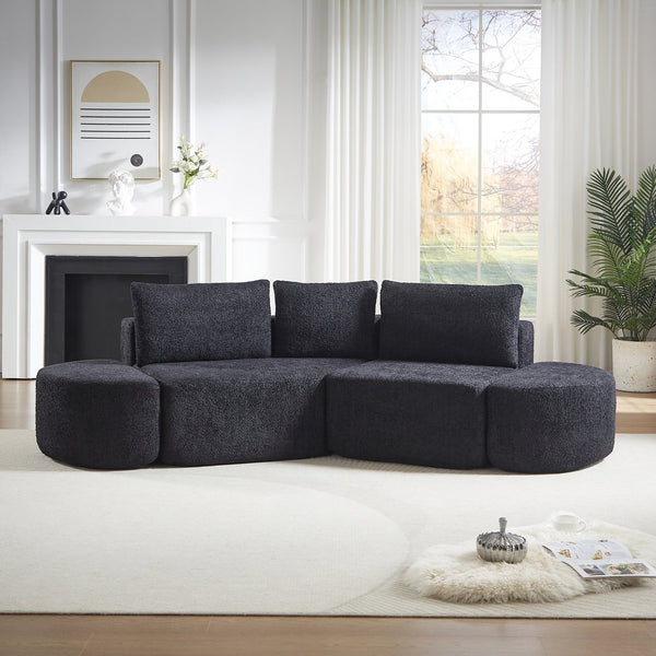 English Elm 106.3-inch Modular Chenille Sectional with Curved Ottomans for Modern Living Rooms W3505P383964