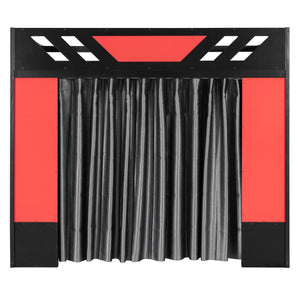 English Elm Full Size Loft Bed with Desk Blackout Curtains Rgb Lighting and Integrated Storage Black+Red LT000377AAJ