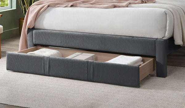 English Elm Contemporary Corduroy Upholstered Full Platform Bed with Storage Drawer Charcoal B011P418589