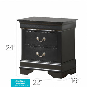 English Elm Chic Black Nightstand — Compact 24"H x22"W x16"D Particle Board, No Assembly, Durable Finish B078118379