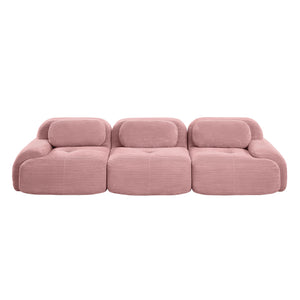 English Elm 3-seat Modular Corduroy Sofa with Curved Armrests and Resilient Cushions for Living Rooms W714S01406