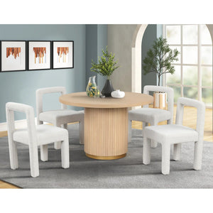 English Elm Modern Boucle Dining Chairs Set of 2 with Square Open Back, Foam-Padded Seats, Stylish Mid-Century Appeal White 33 L x 28 W x 21 H B011P352527