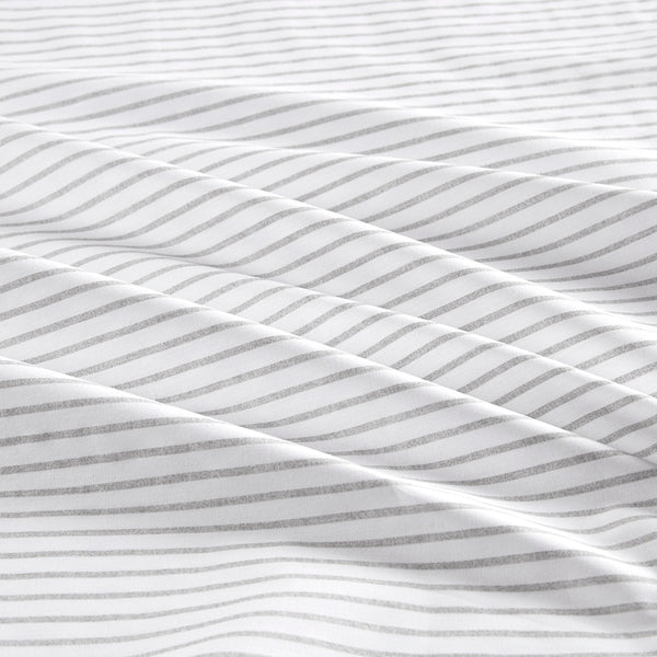 JLA Home Madison Park Essentials - Sheet Cotton Percale Sheet Set — Breathable, OEKO-TEX Certified, Cool-Feel Printed Design for Comfort Grey Stripe MPE20-1016