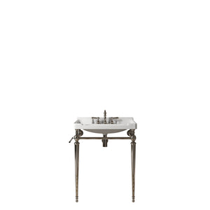 English Elm VICI 28" Bathroom Console Sink with Integrated Ceramic Basin, Overflow, Stainless Support Legs Chrome,White W2615S00112