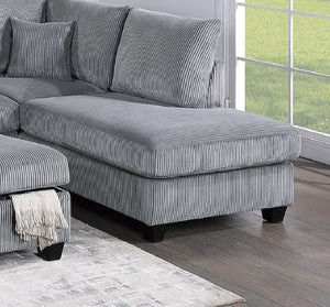 English Elm Contemporary 3pc Sectional Set with USB Charging, Corduroy Upholstery, Storage Ottoman & Pillows Fog 77 L x 35 W x 17 H B011S01239