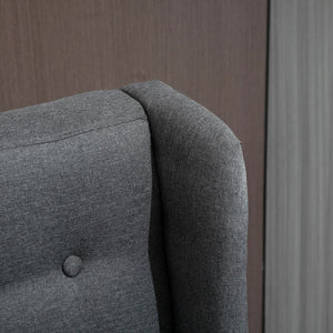 English Elm HOMCOM Mid-Century Wingback Loveseat Linen Upholstered Button-Tufted Two-Seater Sofa with Wood Legs Gray W2225P217478