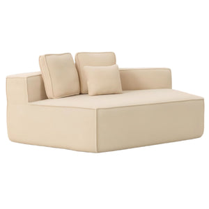 English Elm Beige Teddy Fleece Modular Floor Lounge Chair Plush Foam Cushions for Dorm or Living Room W3326P354556