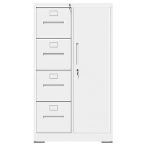 English Elm Metal Four Drawer Filing Cabinet with Lock Steel Storage for Home Office Bedroom White W2735P457275