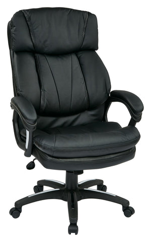 OSP Home Furnishings Faux Leather Mid-back Executive Office Chair with Lumbar Support and Pneumatic Height Adjust FL9097-U6