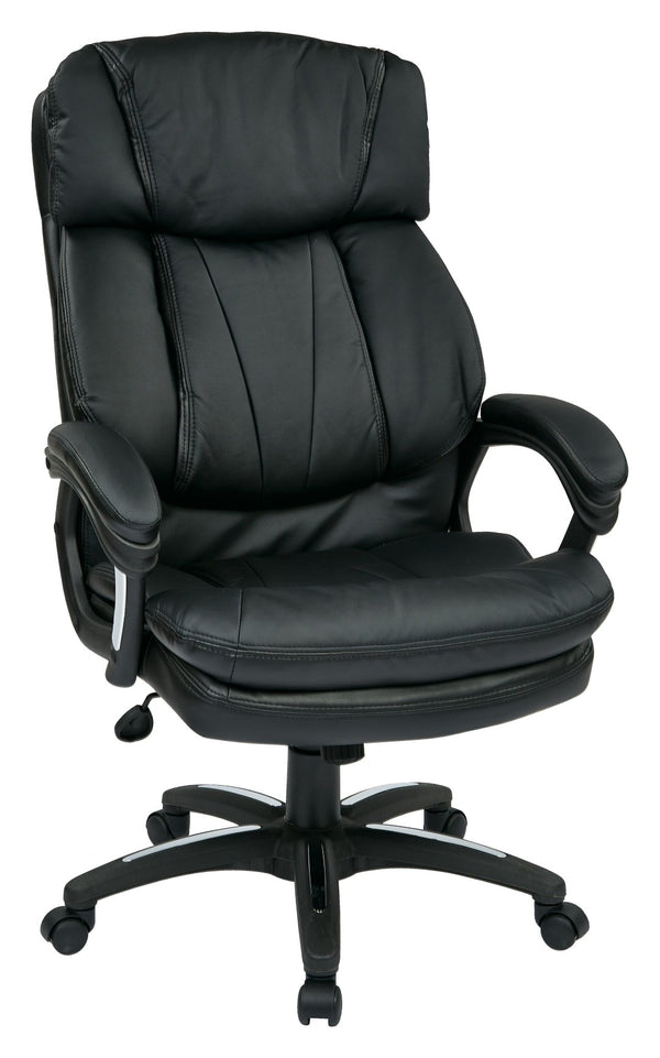 OSP Home Furnishings Faux Leather Mid-back Executive Office Chair with Lumbar Support and Pneumatic Height Adjust FL9097-U6
