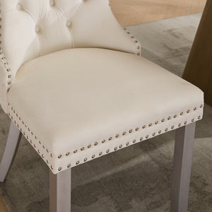 English Elm A&a Furniture Nikki Velvet Wingback Dining Chairs Tufted Nailhead Set of Two W1143P179489
