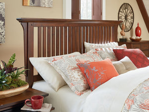 OSP Home Furnishings Modern Mission Queen Headboard Vintage Oak