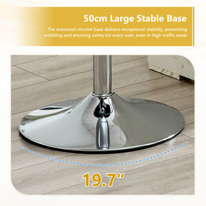 English Elm Modern Oil Wax Upholstered Swivel Barstool Set with Lumbar Support and Chrome Base White+Silver W2920S00131