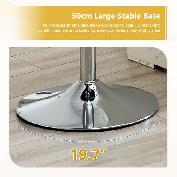 English Elm Modern Oil Wax Upholstered Swivel Barstool Set with Lumbar Support and Chrome Base White+Silver W2920S00131