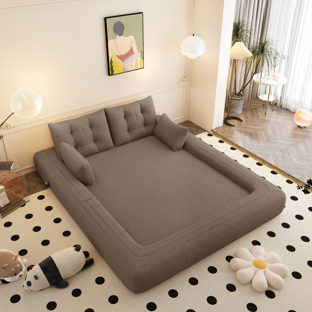 English Elm Human Dog Bed 3-In-1 Foldable Sofa Bed - Multi-Functional Teddy Fabric Lounge, Guest Bed, Brown W1885P387770