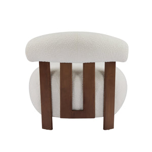 English Elm Christopher Knight Home® - Modern Boucle Accent Chair with Plush Rounded Silhouette, Solid Wood Frame, Cozy Reading Seat White+Walnut 29 L x 28.5 W x 21.85 H N776P278240W
