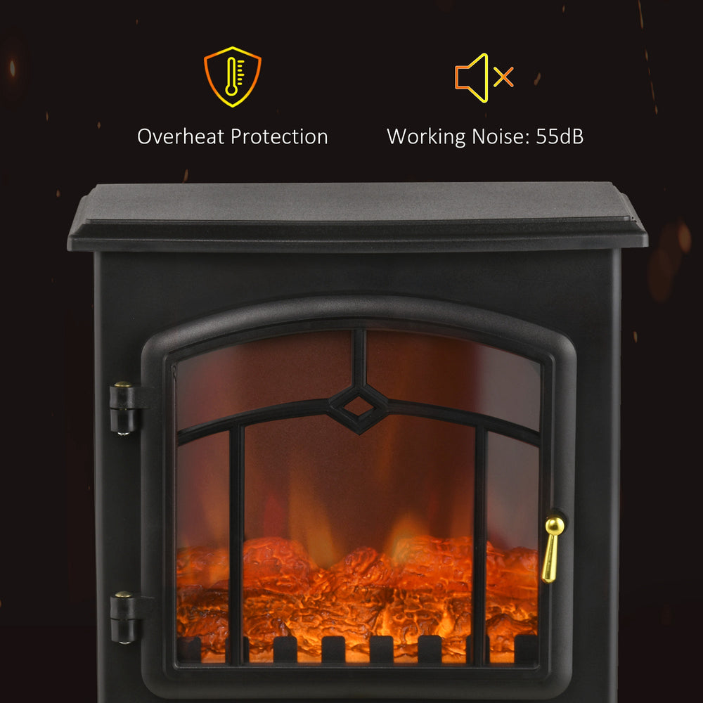English Elm Homcom Electric Fireplace Stove - 22" Freestanding Heater With 3-Sided Flame, Adjustable Heat & Safety W2225P229702