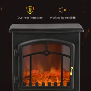 English Elm Homcom Electric Fireplace Stove - 22" Freestanding Heater With 3-Sided Flame, Adjustable Heat & Safety W2225P229702