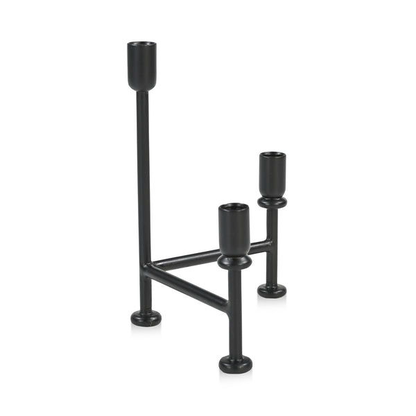 English Elm Cicero Iron Tripod Pillar Candle Holder Art Nouveau Matte Black Sculptural Stand B2769P498419