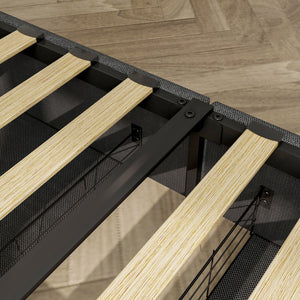 English Elm Queen Upholstered Bed Frame with Headboard, USB Charging, RGB LED Lights & 4 Storage Drawers, Dark Gray W1960P175566