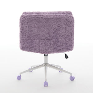 English Elm W26.4 Plush faux alpaca wide seat office chair with double cushion, 360° swivel, ergonomic chic design Violet W1143P369103
