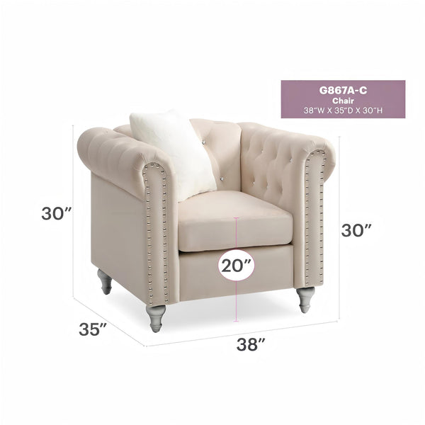 English Elm Stylish Rounded Arm Accent Lounge Chair Upholstered for Contemporary Living Spaces Beige B078108494