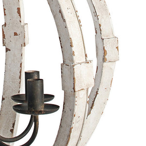 English Elm 22 Inch Six Light Carved Pine Wood Candelabra Chandelier Distressed White Farmhouse B056P416815