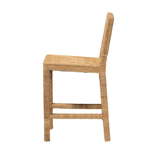 English Elm Modern Handcrafted Seagrass Woven Mahogany Counter Stool for Kitchen Island B2750P467723