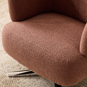 English Elm Cuddle-style linen swivel chair with 360° rotation, wrap-around cradle design for cozy compact spaces Red W3248P354265