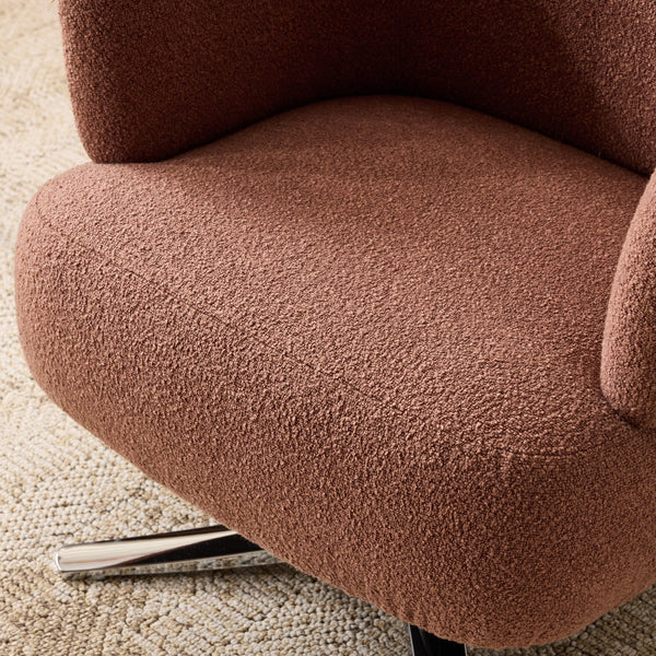 English Elm Cuddle-style linen swivel chair with 360° rotation, wrap-around cradle design for cozy compact spaces Red W3248P354265