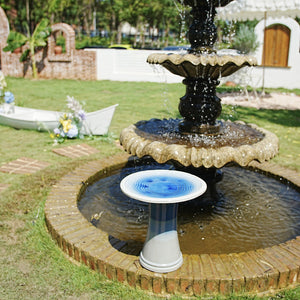 English Elm 17'' Handcrafted Ceramic Pedestal Bird Bath Glazed Ombre Swirl Garden Accent Piece Sapphire Blue,Sky Blue W3273P371892