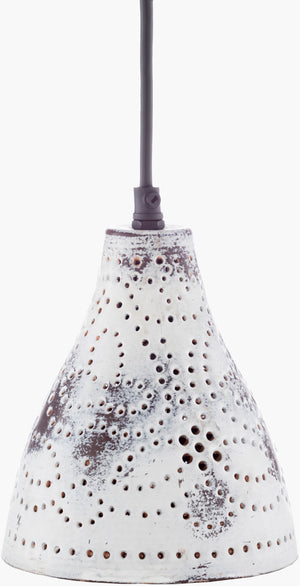 Surya Aleena Modern Pendant Light – 6" Decorative Fixture, Handcrafted Metal Design For Stylish Decor Fixture, White,Base, White Iron Eea-002