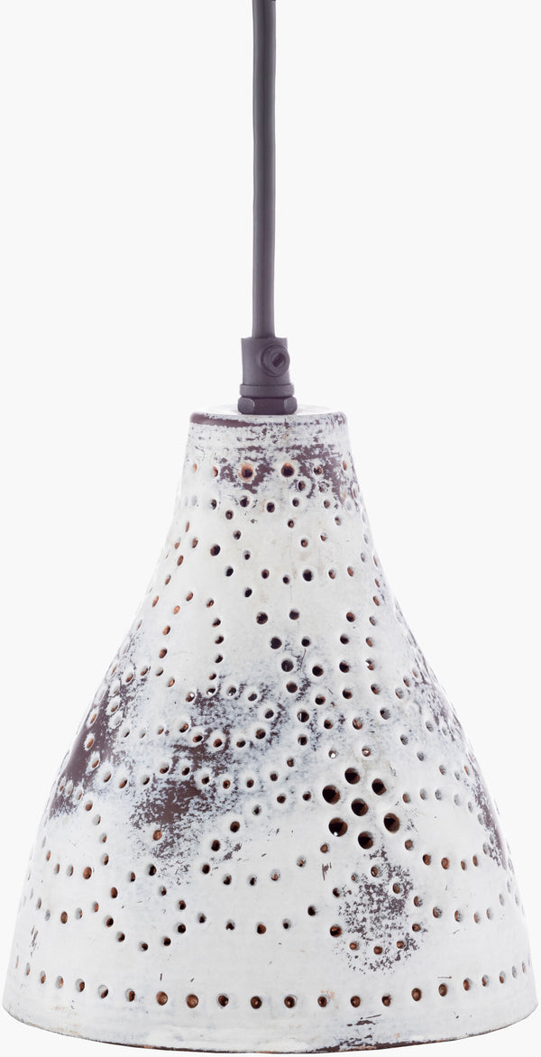 Surya Aleena Modern Pendant Light – 6" Decorative Fixture, Handcrafted Metal Design For Stylish Decor Fixture, White,Base, White Iron Eea-002