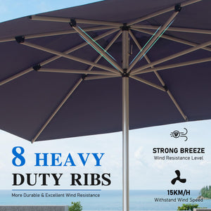 English Elm Rectangle Patio Umbrella with Crank Lift and Tilt, UV-Resistant 180G Polyester Canopy, Ventilated Shade (Base Not Included) Navy Blue W1859P353557